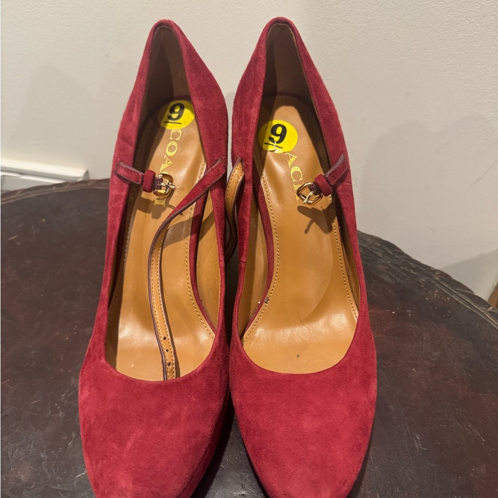 Coach Red Suede Women's Heels size .9b - Picture 2 of 5